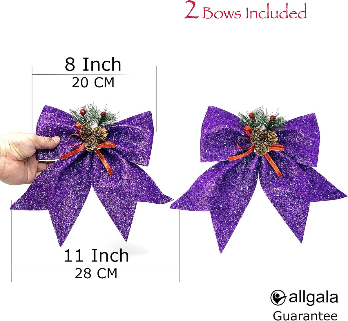Allgala Christmas Decorative Bows for Wreaths, Garlands & Christmas Trees – Purple