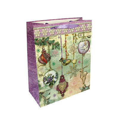 Allgala 12-PC Premium Christmas Gift Bags, 10" glitter