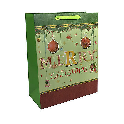 Allgala 12-PC Premium Christmas Gift Bags, Greetings, 3 size Available