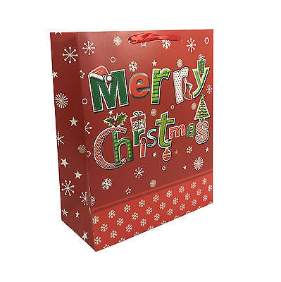 Allgala 12-PC Premium Christmas Gift Bags, Greetings, 3 size Available