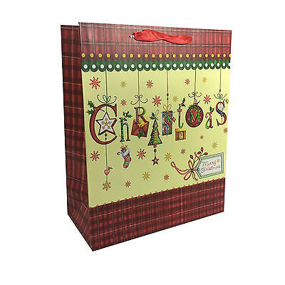 Allgala 12-PC Premium Christmas Gift Bags, Greetings, 3 size Available