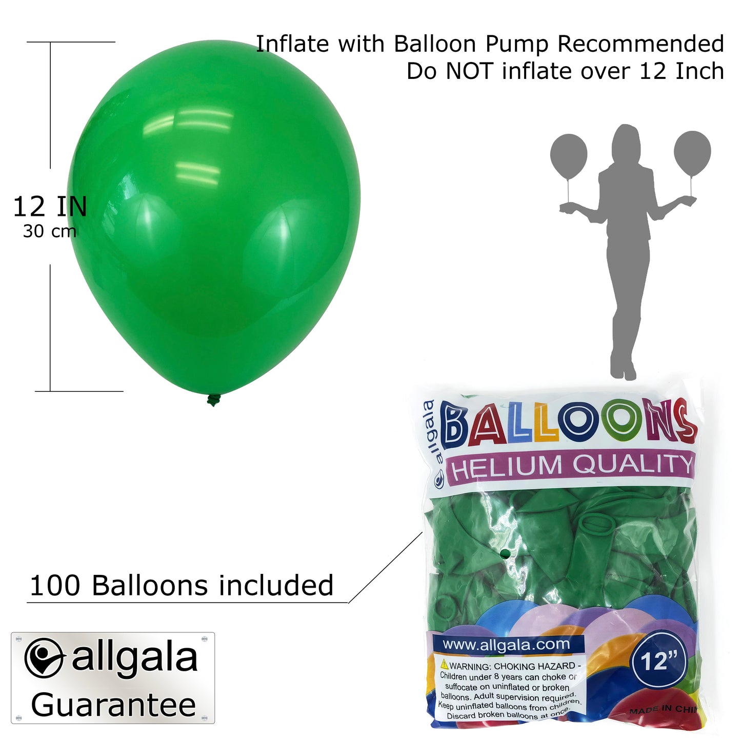 Allgala Balloons 12" 100 Count Helium Grade Premium Latex Balloons