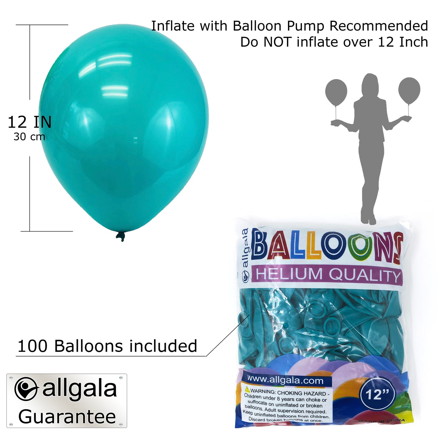 Allgala Balloons 12" 100 Count Helium Grade Premium Latex Balloons