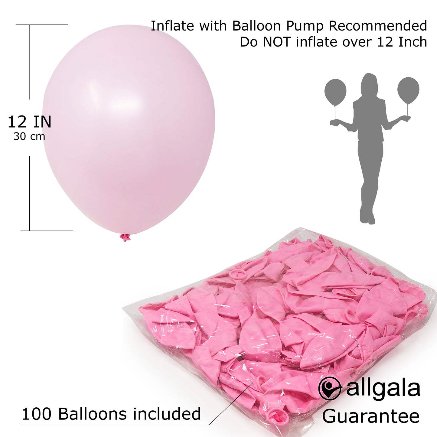 Allgala Balloons 12" 100 Count Helium Grade Premium Latex Balloons