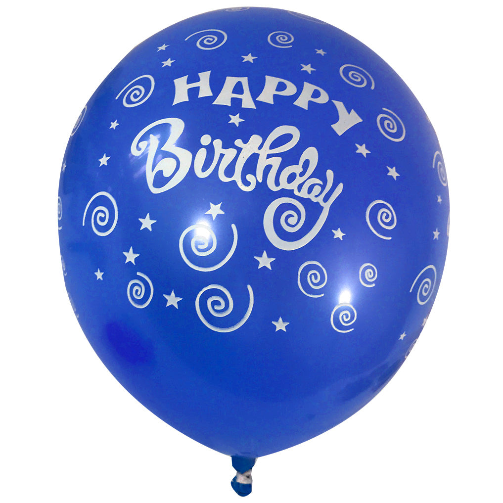 Allgala Balloons "Happy Birthday" 12" 100 Count Helium Grade Premium Printed Latex Balloons