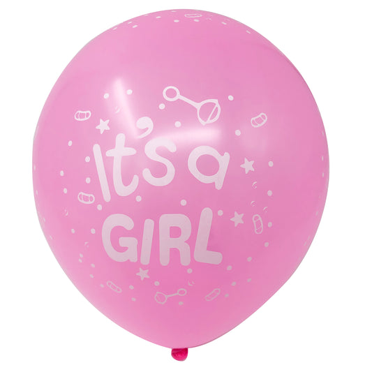 Allgala Balloons "It's a Girl" 12" 100 Count Helium Grade Premium Printed Latex Balloons