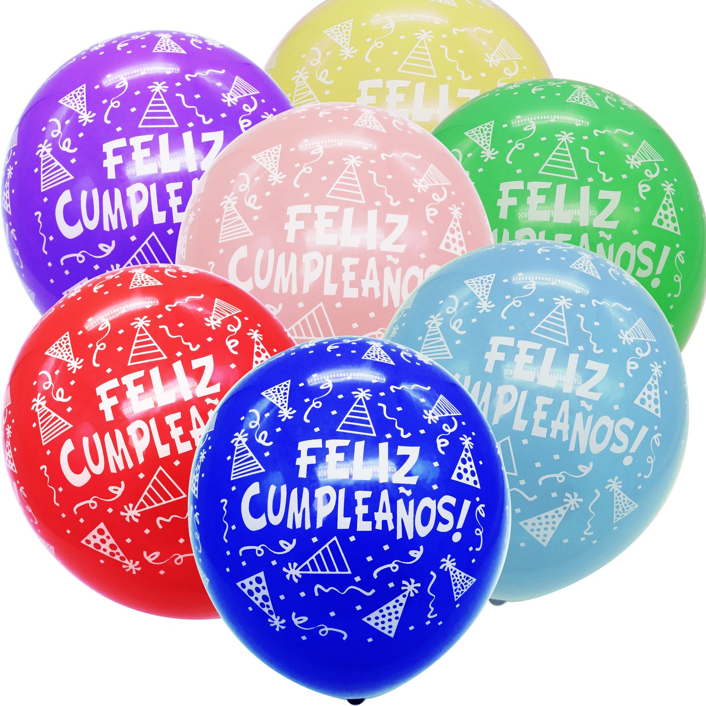 Allgala Balloons ""Feliz Cumpleaños"" 12" 100 Count Helium Grade Premium Printed Latex Balloons