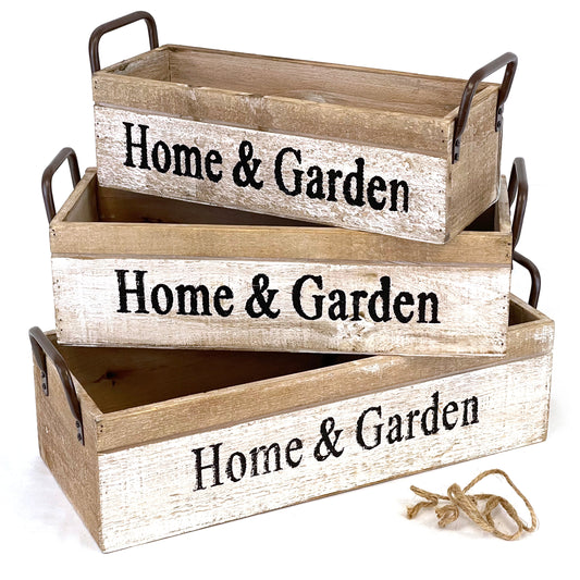Allgala Planter Pot 3-PC Set Wooden Boxes Planter Trough for Flower/Storage/Display Boxes