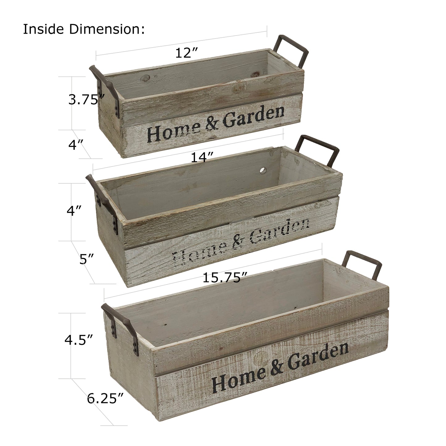 Allgala Planter Pot 3-PC Set Wooden Boxes Planter Trough for Flower/Storage/Display Boxes