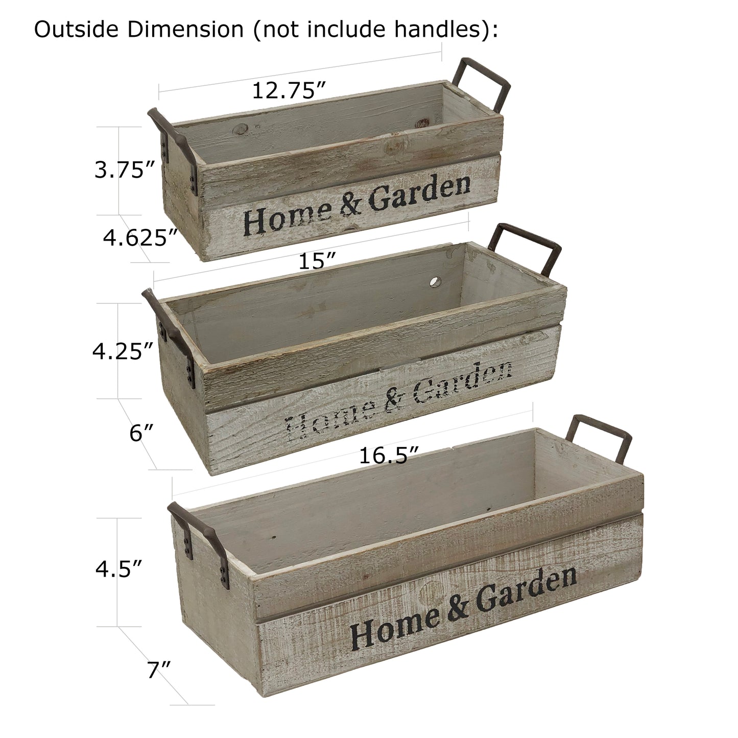 Allgala Planter Pot 3-PC Set Wooden Boxes Planter Trough for Flower/Storage/Display Boxes