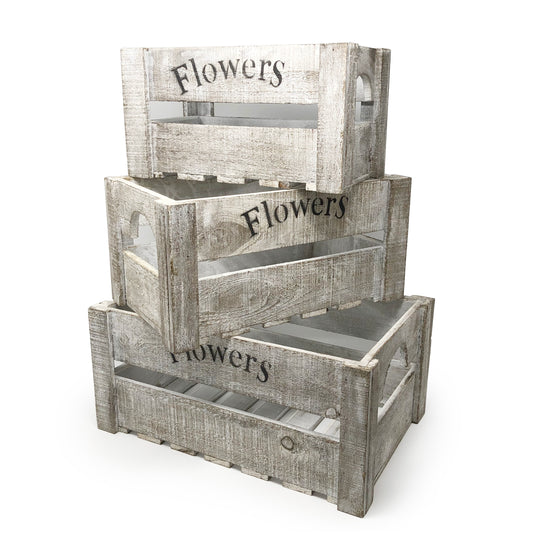 Allgala Planter Pot 3-PC Set Wooden Boxes Planter Trough for Flower/Storage/Display Boxes