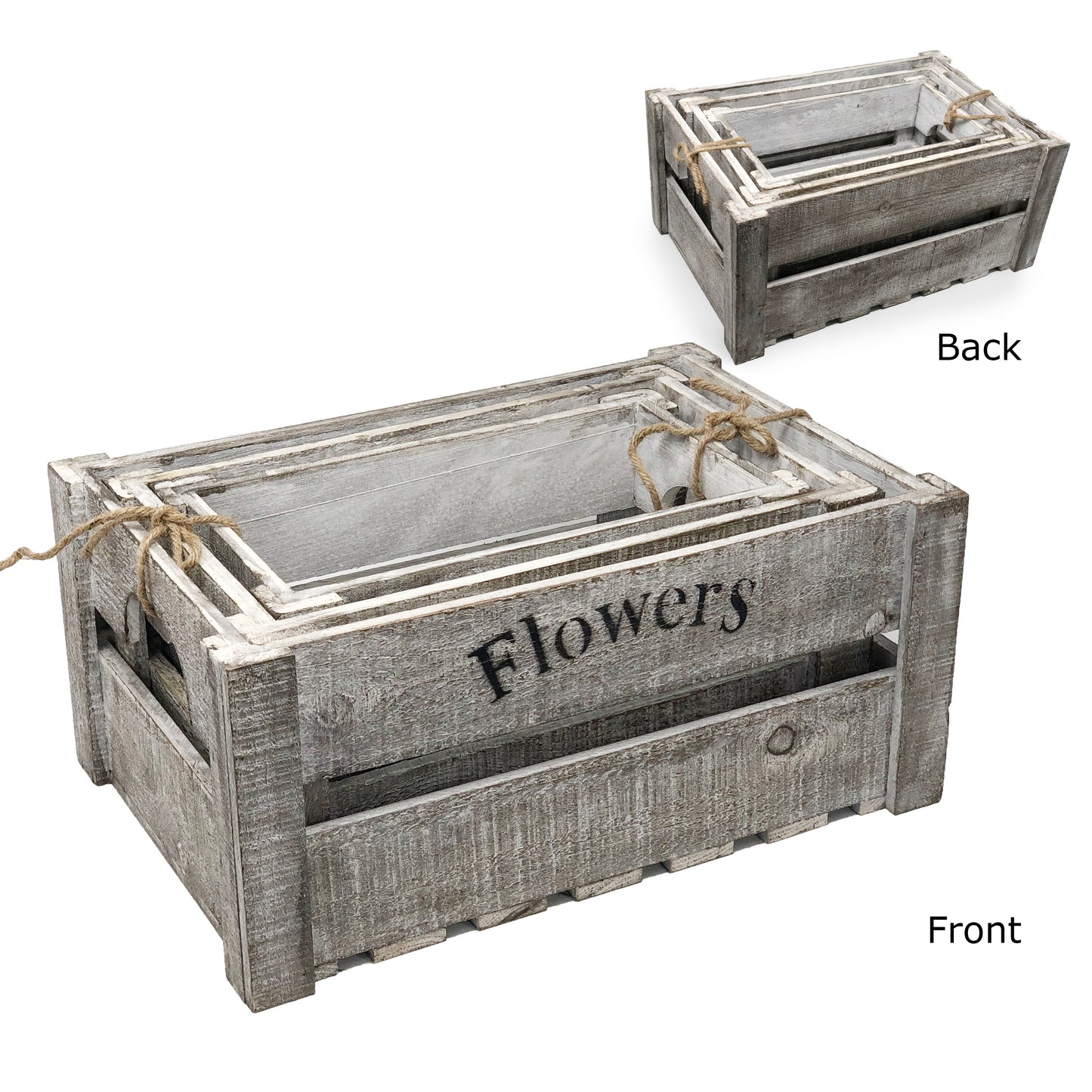 Allgala Planter Pot 3-PC Set Wooden Boxes Planter Trough for Flower/Storage/Display Boxes