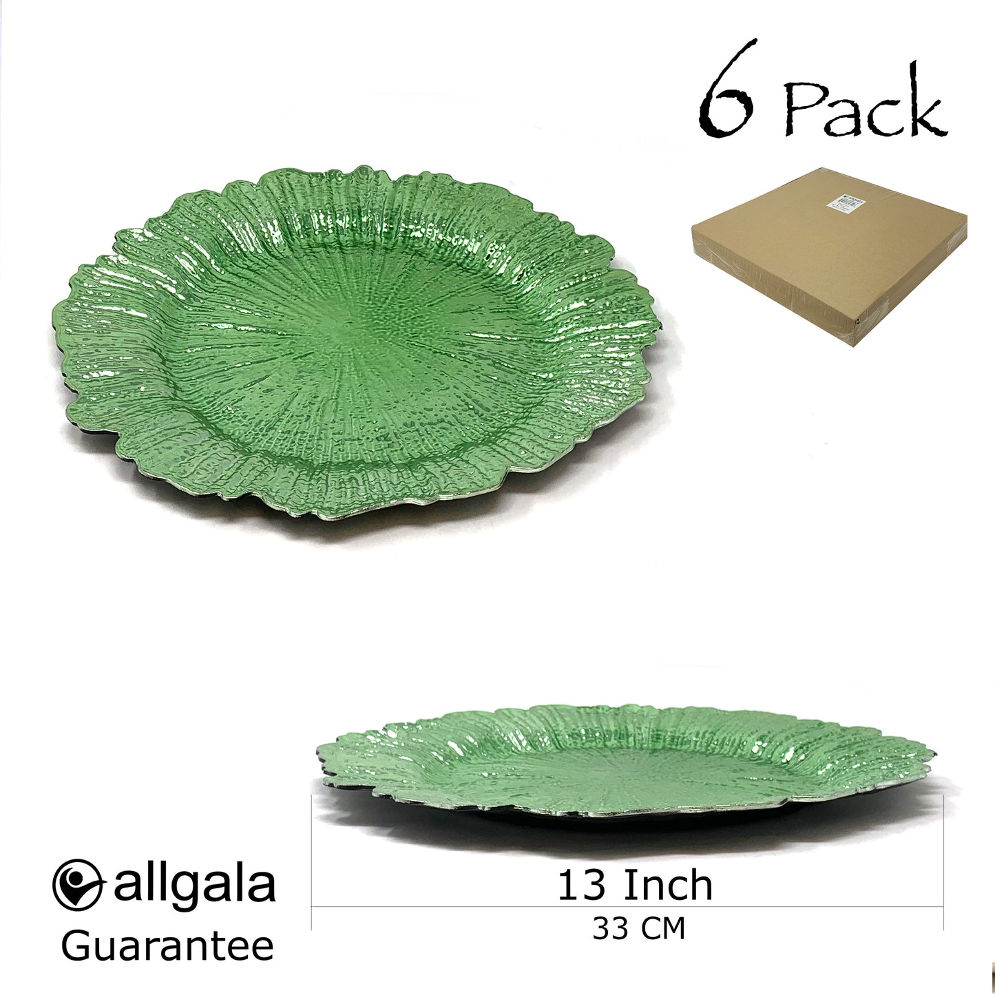 Allgala Charger Plates 13-Inch 6-Pack Heavy Quality Round Charger Plates-Reef