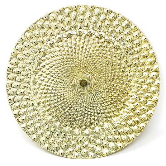 Allgala Charger Plates 13-Inch 6-Pack Plastic Peacock Style Round Charger Plates