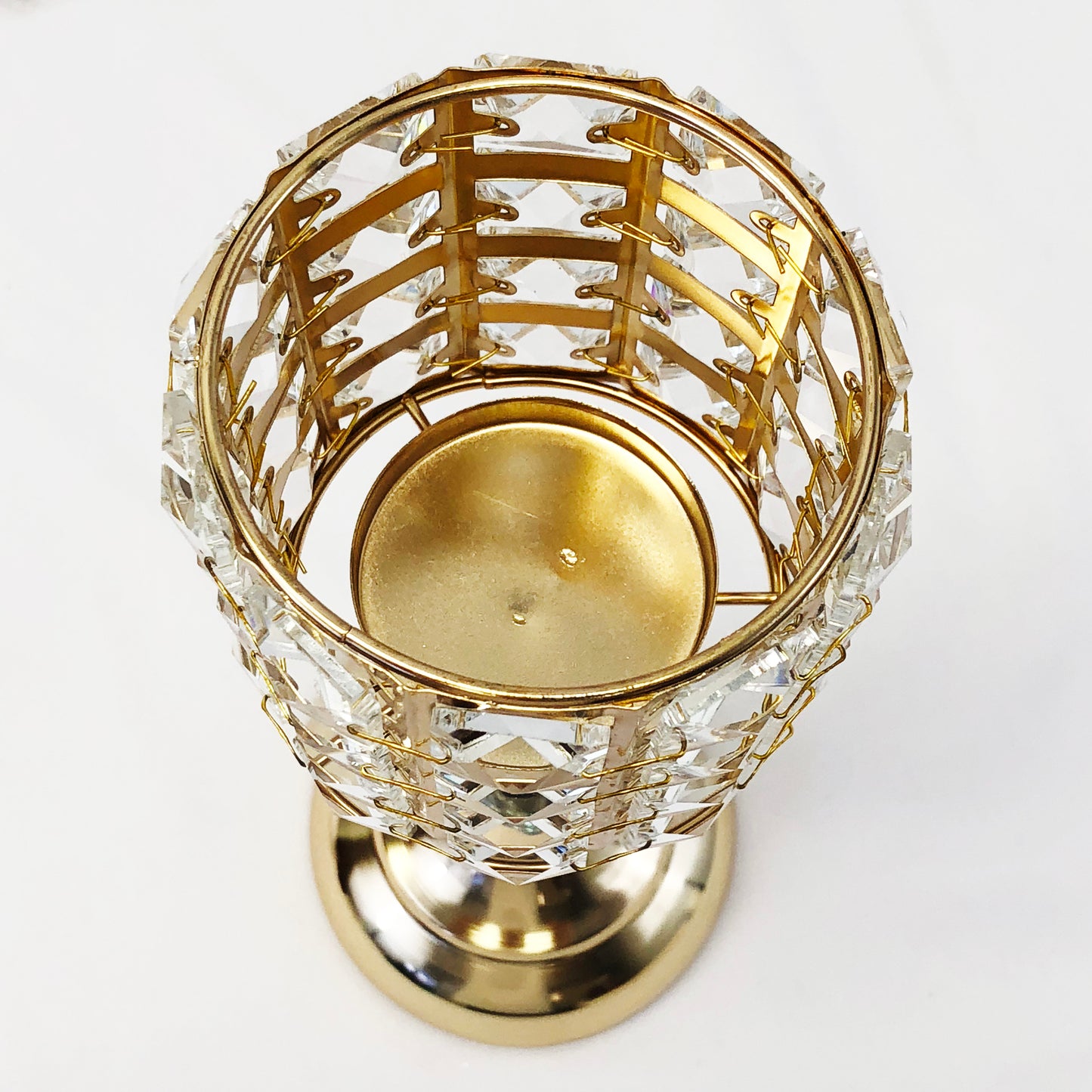 Allgala 12" Crystal Gold Plated Tealight Votive Decorative Candle Holder