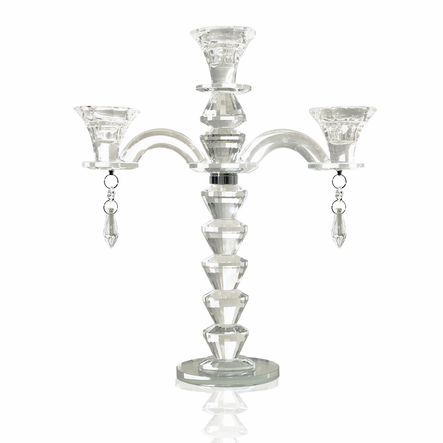 Allgala Candle Holder 3-Arm Crystal Candelabra Taper Candlestick Candle Holder