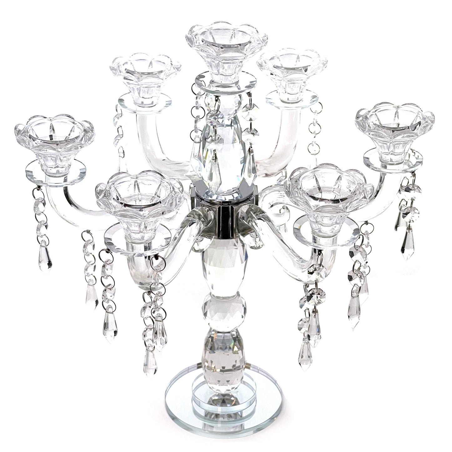 Allgala Candle Holder 7-Arm K9 Glass Crystal Candelabra Taper Candlestick Candle Holder