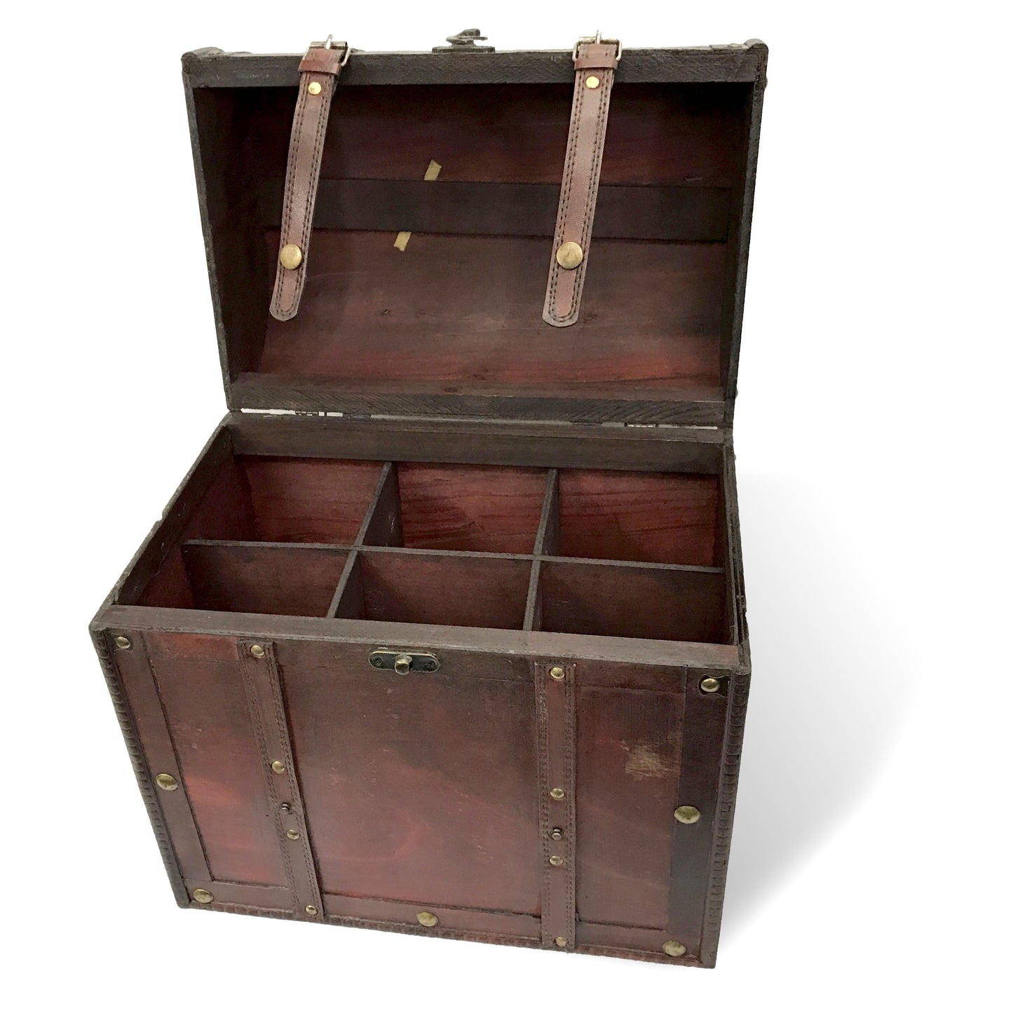 Allgala Wooden Wine 6-Bottle Chest with Antique Finish