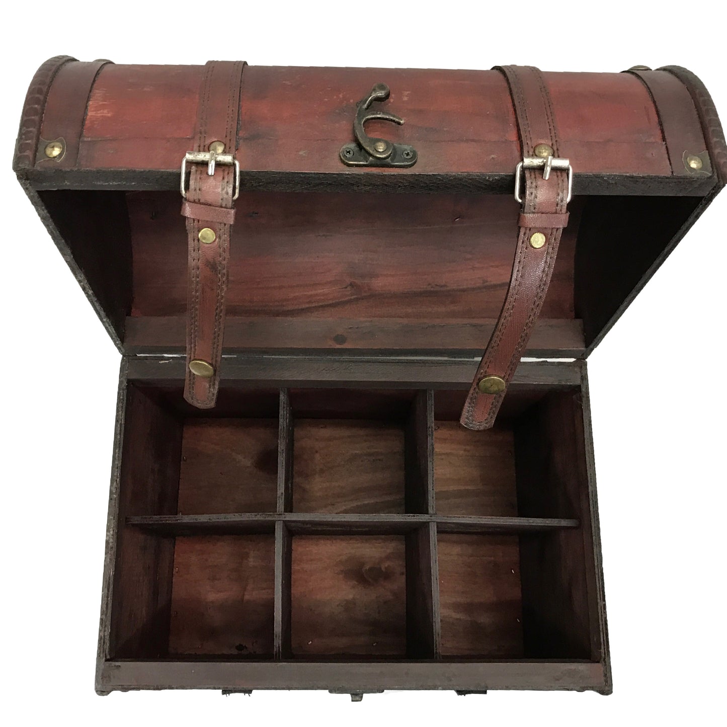 Allgala Wooden Wine 6-Bottle Chest with Antique Finish