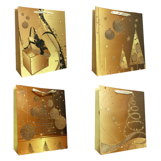 Allgala Gift Bags Christmas Design 12-PC Premium 210GSM Paper Gift Bags