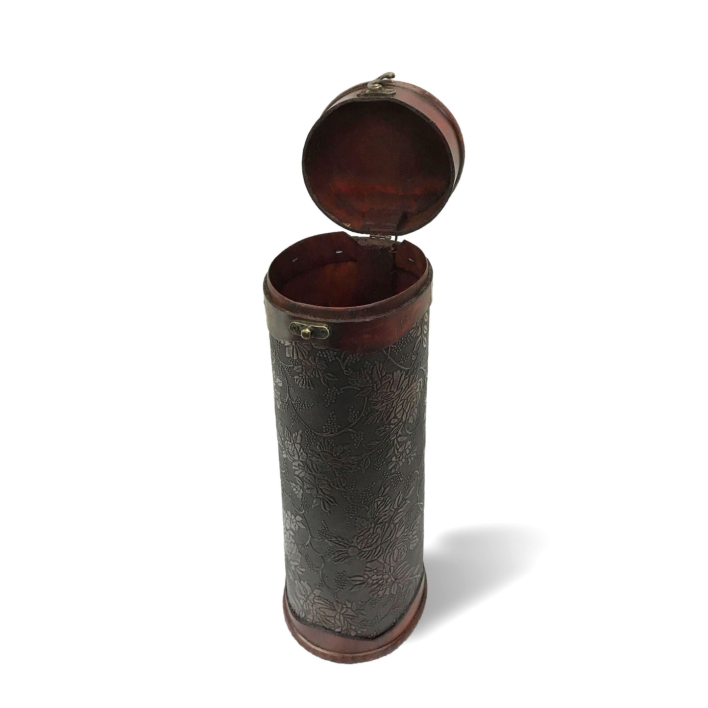 Allgala Wooden Wine Bottle Box with Antique Finish, Upright Floral Design
