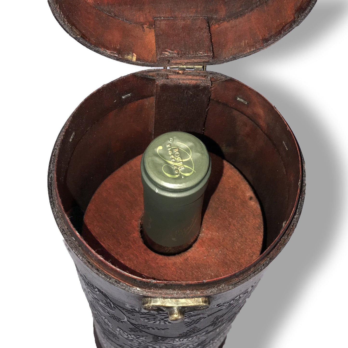 Allgala Wooden Wine Bottle Box with Antique Finish, Upright Floral Design