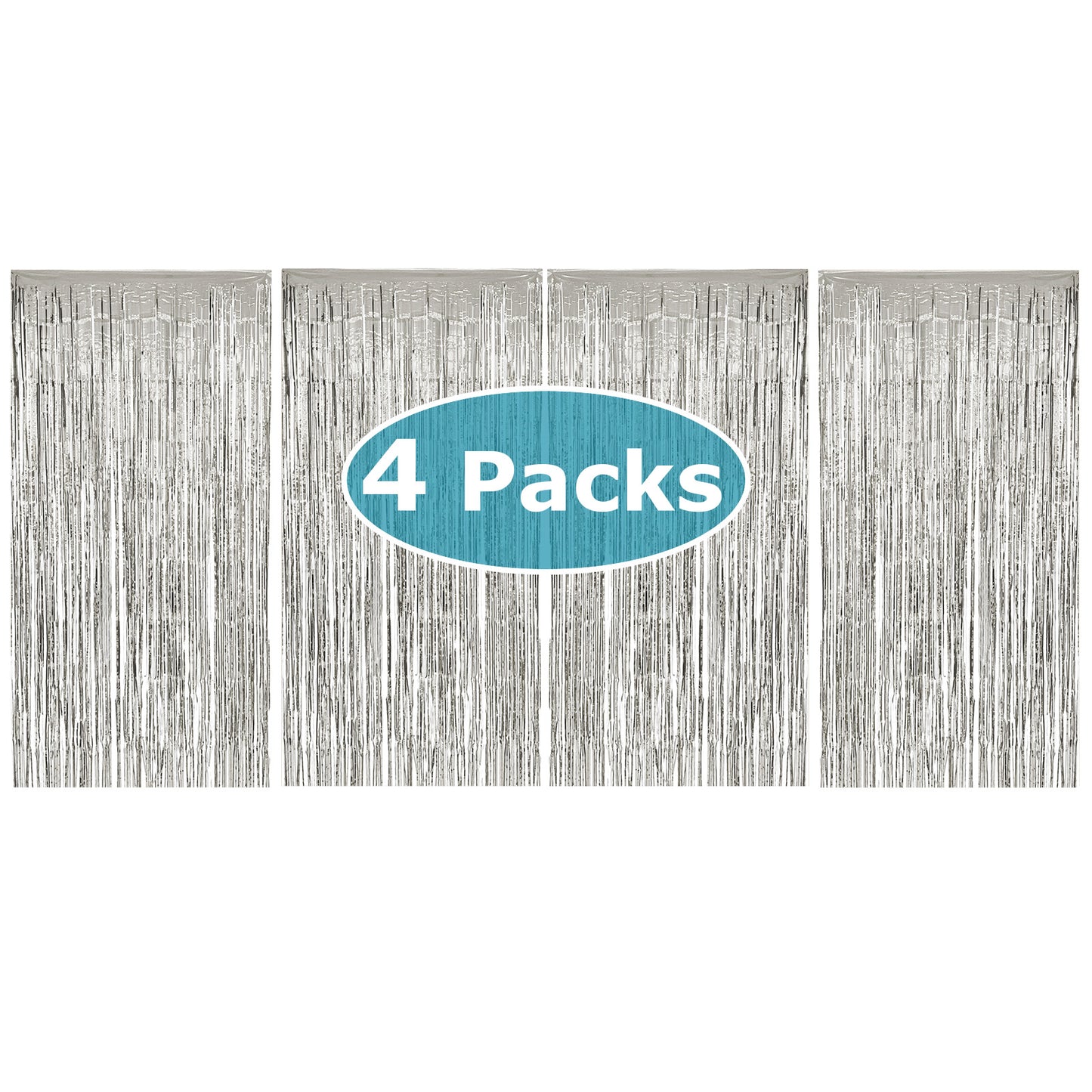 Allgala Tinsel Backdrop 4PK 6.5FT x 3.2FT (2Mx1M) Metallic Photo Backdrop Curtains Door Fringe Decor