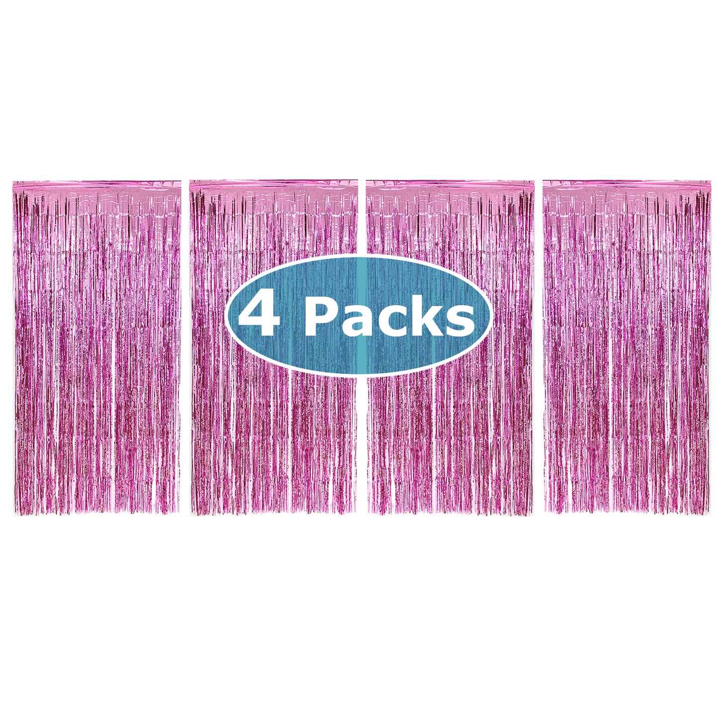 Allgala Tinsel Backdrop 4PK 6.5FT x 3.2FT (2Mx1M) Metallic Photo Backdrop Curtains Door Fringe Decor