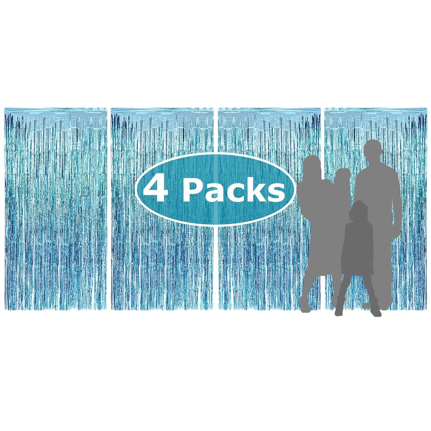 Allgala Tinsel Backdrop 4PK 6.5FT x 3.2FT (2Mx1M) Metallic Photo Backdrop Curtains Door Fringe Decor