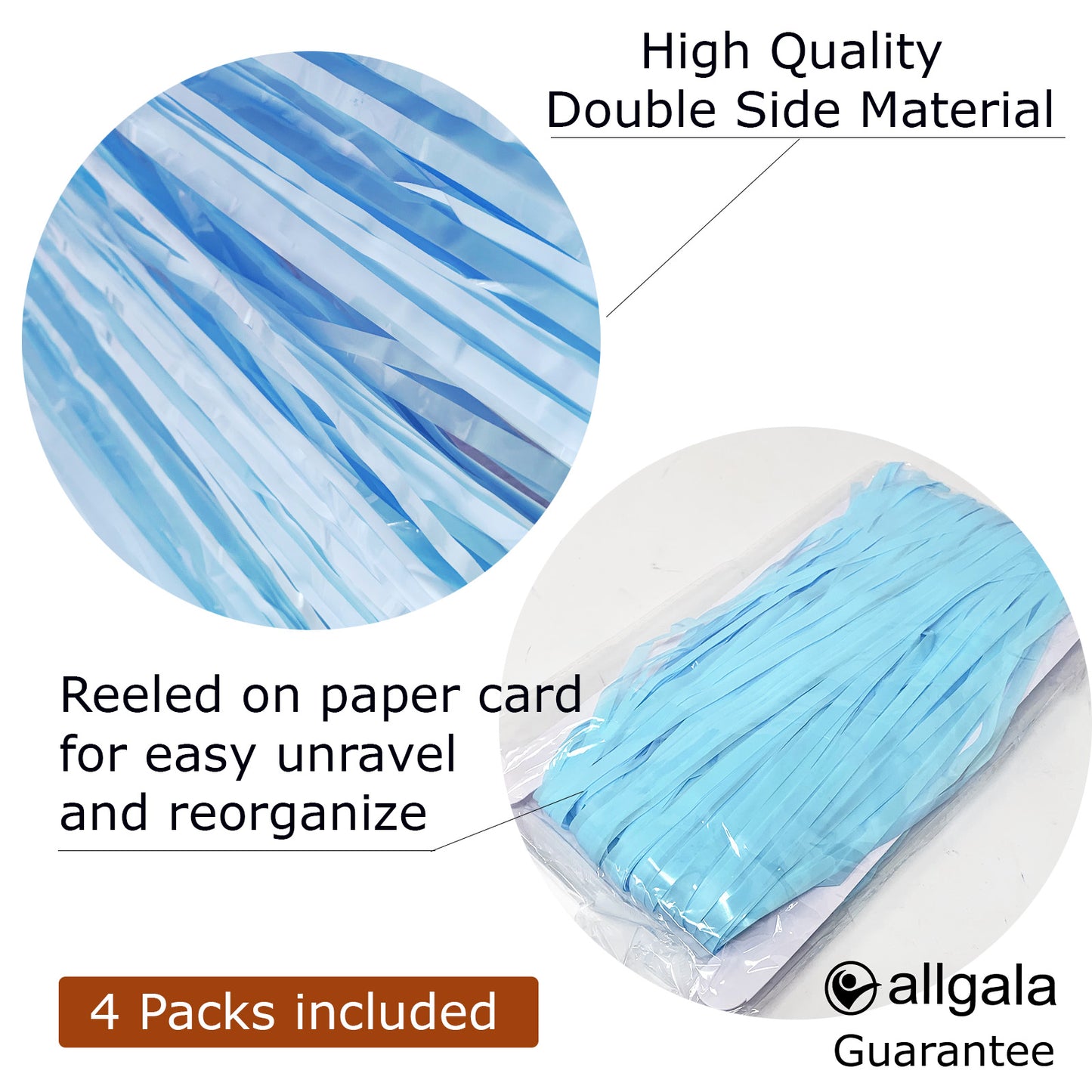 Allgala Tinsel Backdrop 4PK 6.5FT x 3.2FT (2Mx1M) Metallic Photo Backdrop Curtains Door Fringe Decor