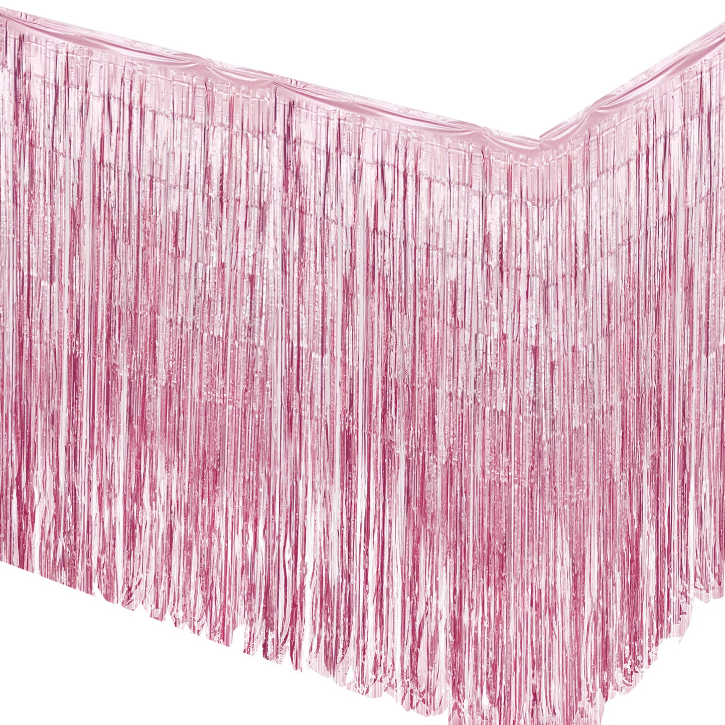 Allgala Backdrop 2-Pack 29x108 Inch Metallic Foil Fringe Tinsel Table Skirts for Party Event Decoraton