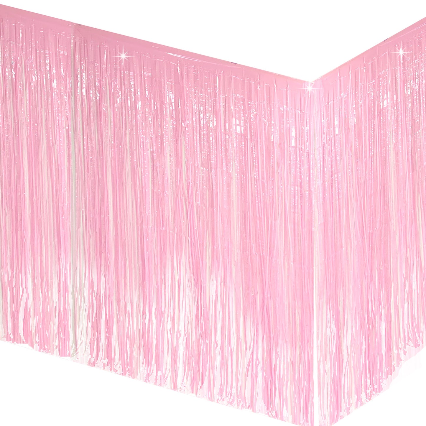 Allgala Backdrop 2-Pack 29x108 Inch Metallic Foil Fringe Tinsel Table Skirts for Party Event Decoraton