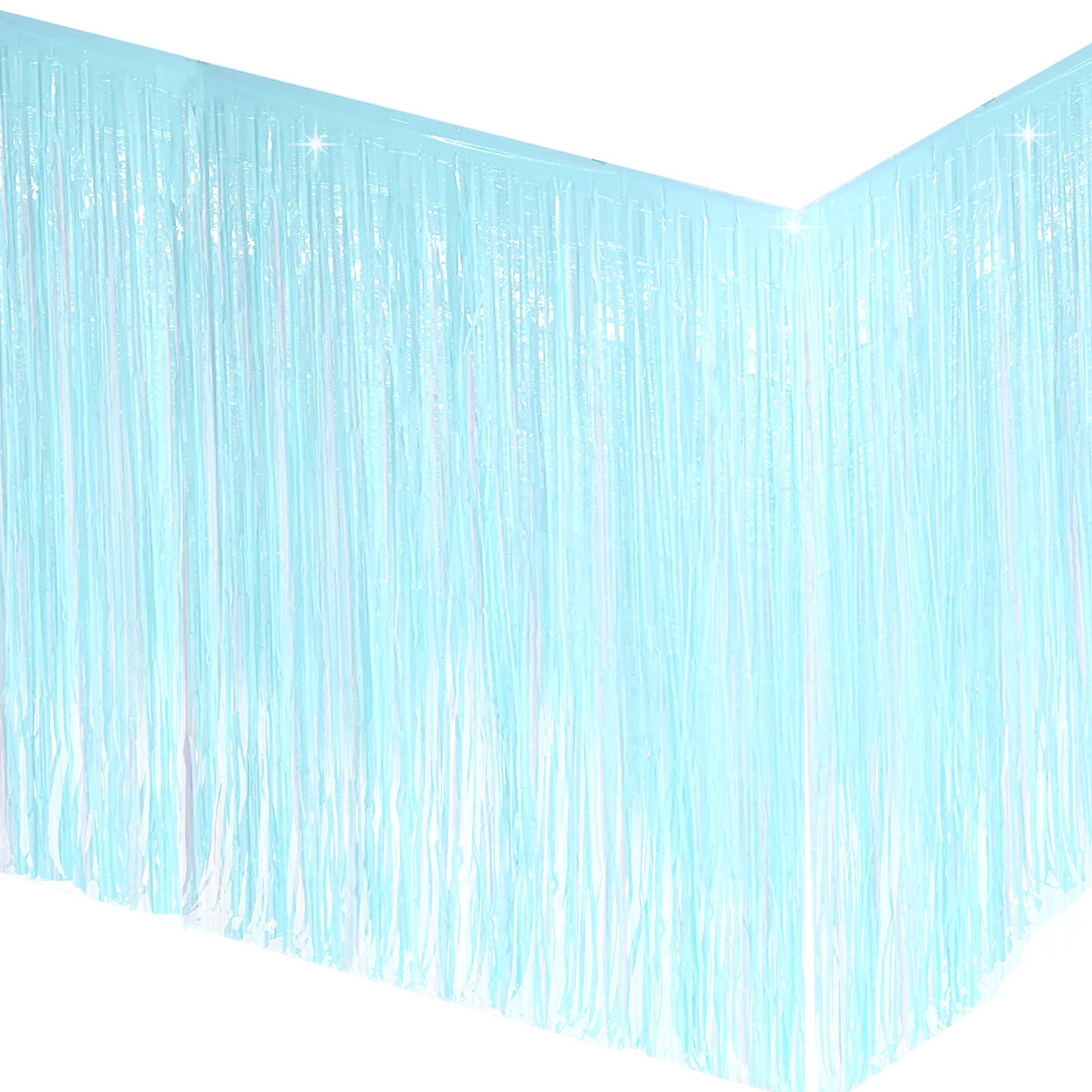 Allgala Backdrop 2-Pack 29x108 Inch Metallic Foil Fringe Tinsel Table Skirts for Party Event Decoraton