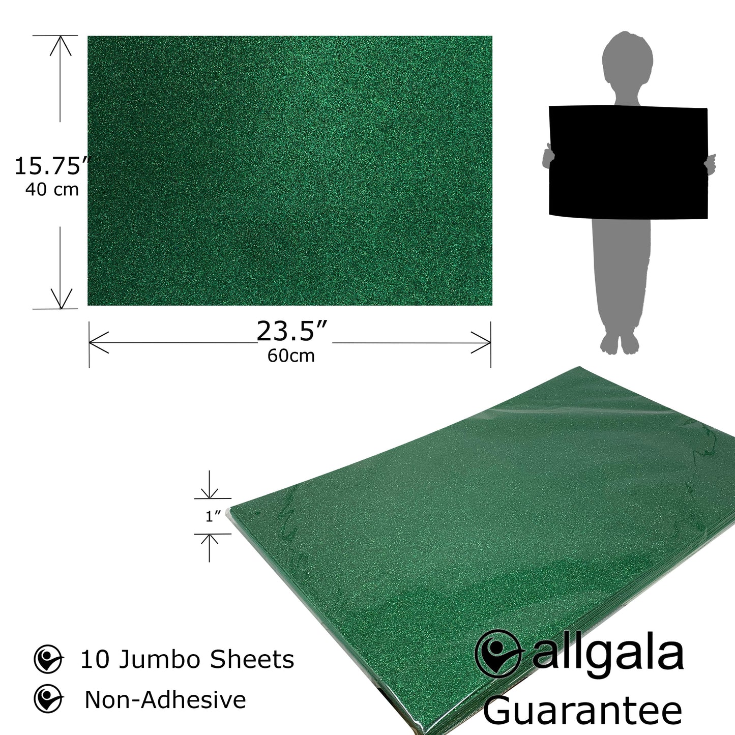 Allgala Foam Sheet 12 Pack JumboL 16"x24" Glitter EVA Foam Paper Sheets for Kids Art Project, Cosplay Costume, Arts and Crafts