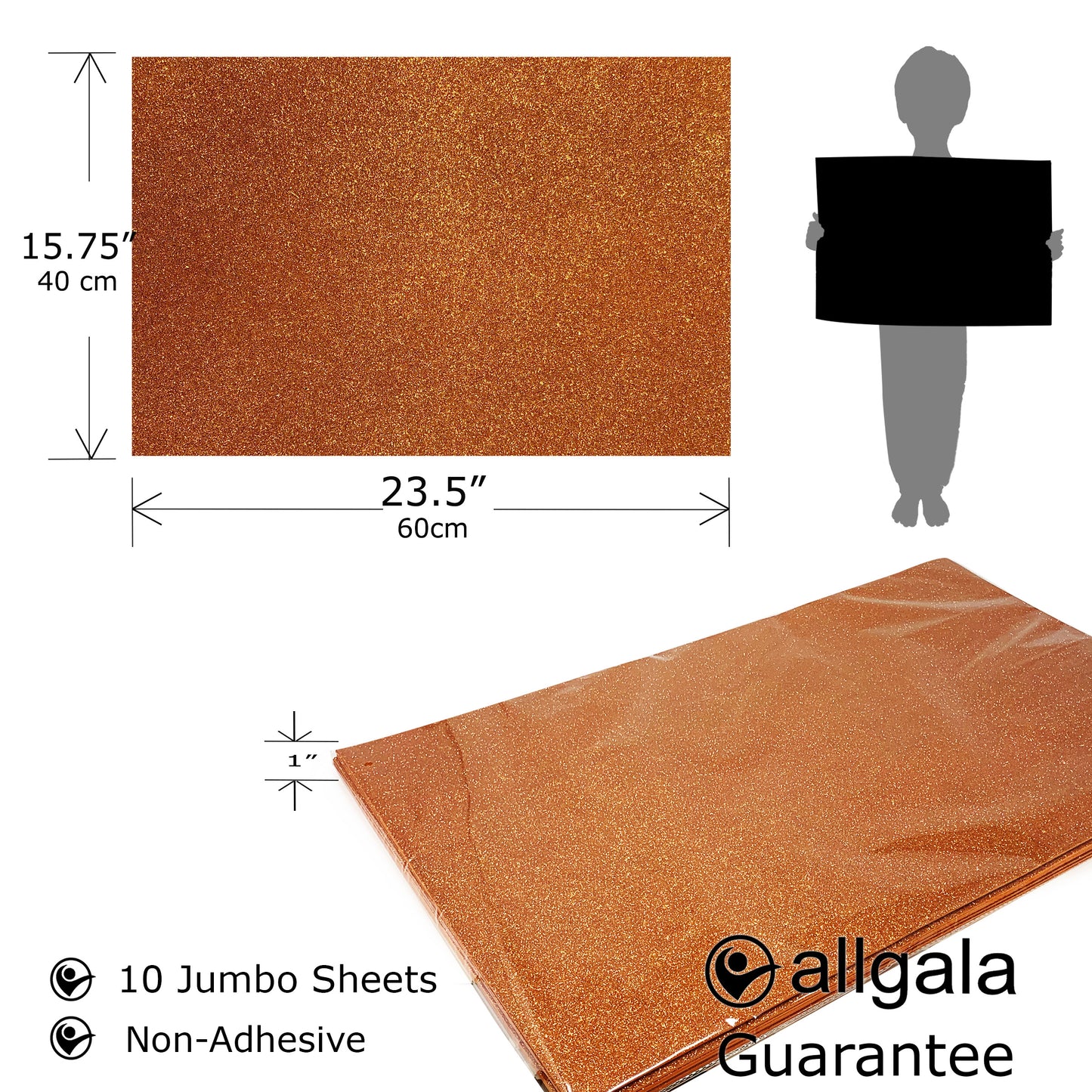 Allgala Foam Sheet 12 Pack JumboL 16"x24" Glitter EVA Foam Paper Sheets for Kids Art Project, Cosplay Costume, Arts and Crafts