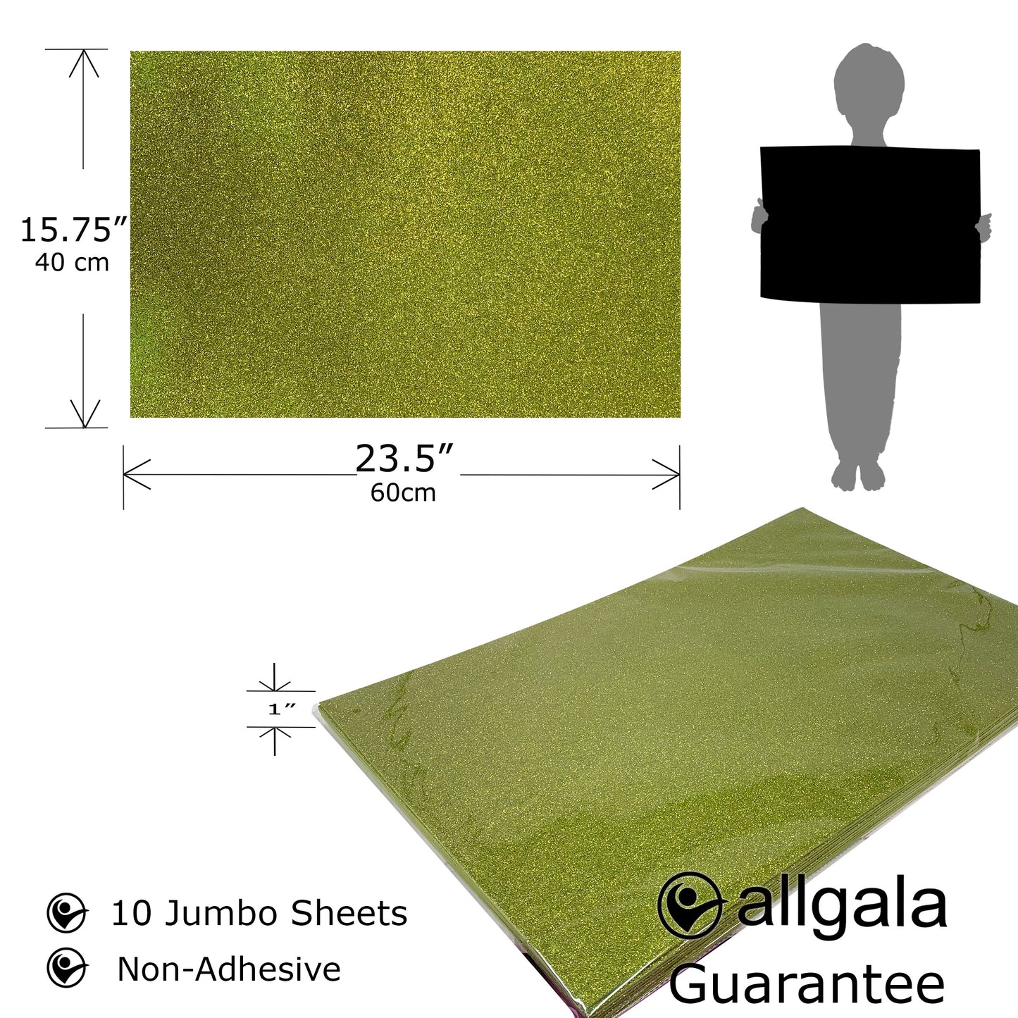 Allgala Foam Sheet 12 Pack JumboL 16"x24" Glitter EVA Foam Paper Sheets for Kids Art Project, Cosplay Costume, Arts and Crafts