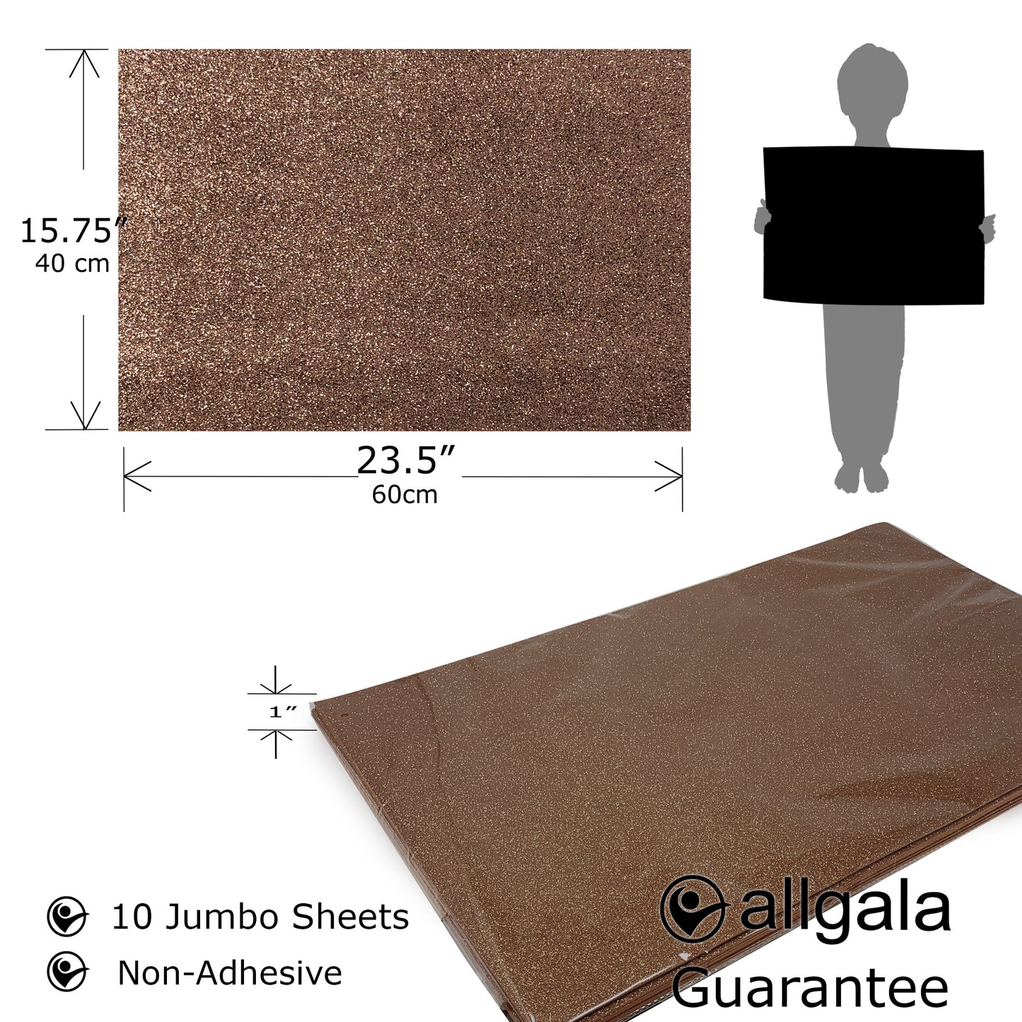 Allgala Foam Sheet 12 Pack JumboL 16"x24" Glitter EVA Foam Paper Sheets for Kids Art Project, Cosplay Costume, Arts and Crafts