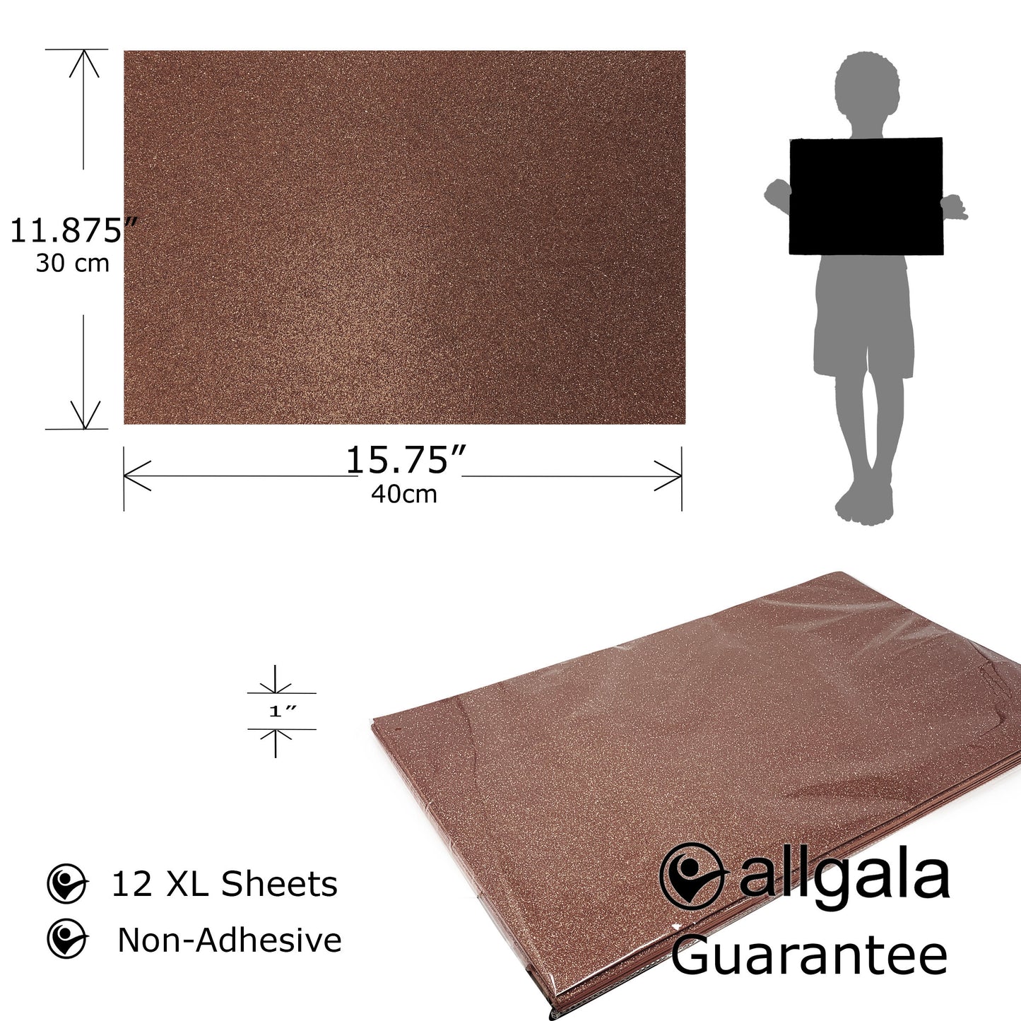 Allgala Foam Sheet 12 Pack XL 12"x16" Glitter EVA Foam Paper Sheets for Kids Art Project, Cosplay Costume, Arts and Crafts