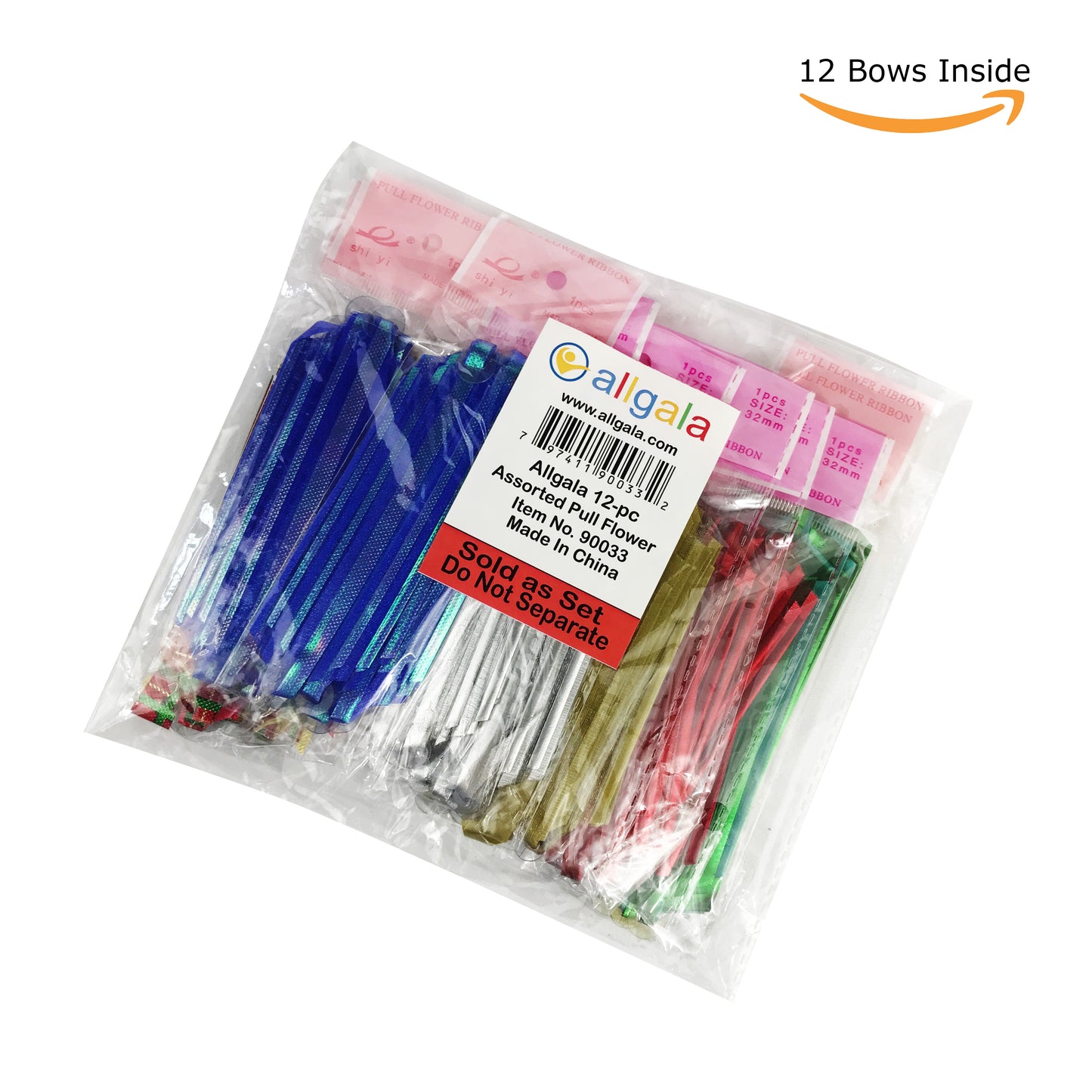 Allgala Gift Bows 12-pc Christmas Medium 4 inch Pull Bows