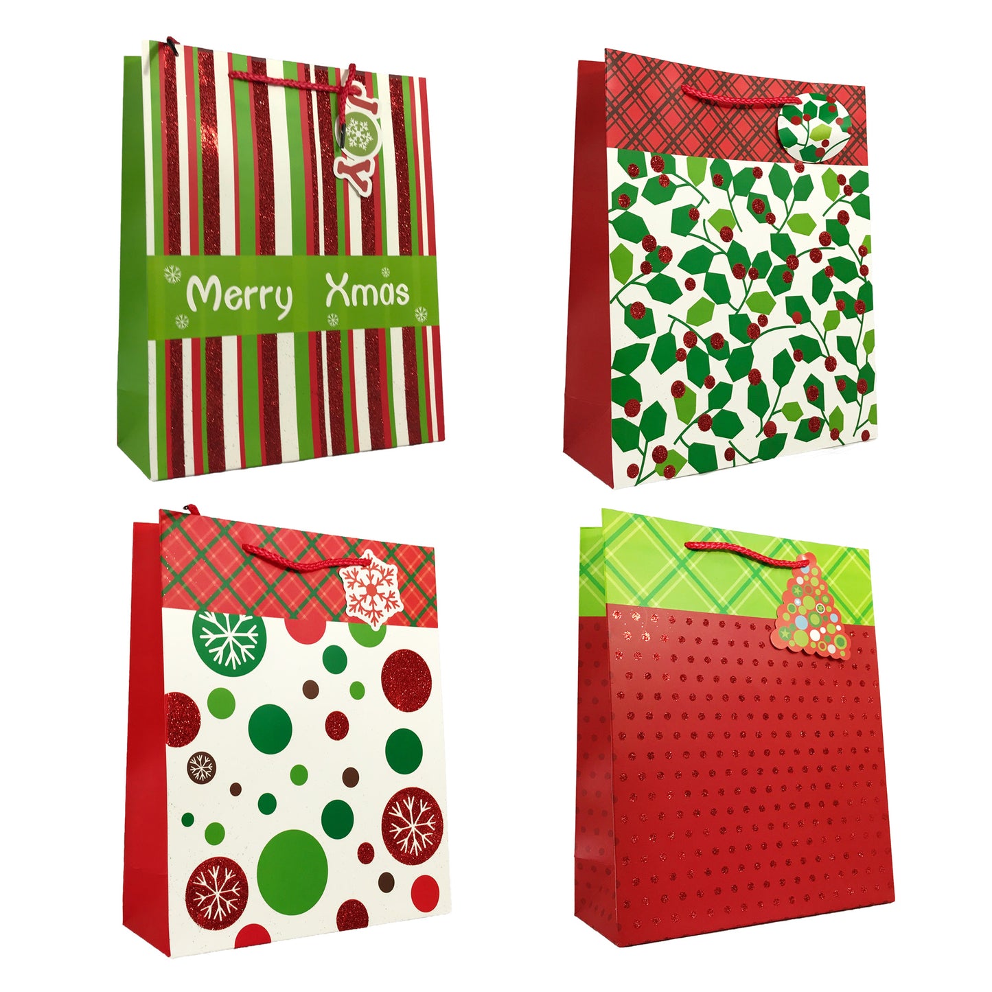 Allgala 12-PC Premium Christmas Printed Gift Bags