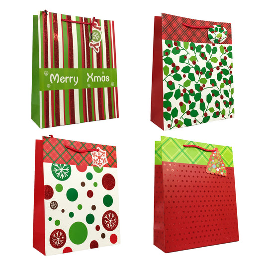 Allgala 12-PC Premium Christmas Printed Gift Bags