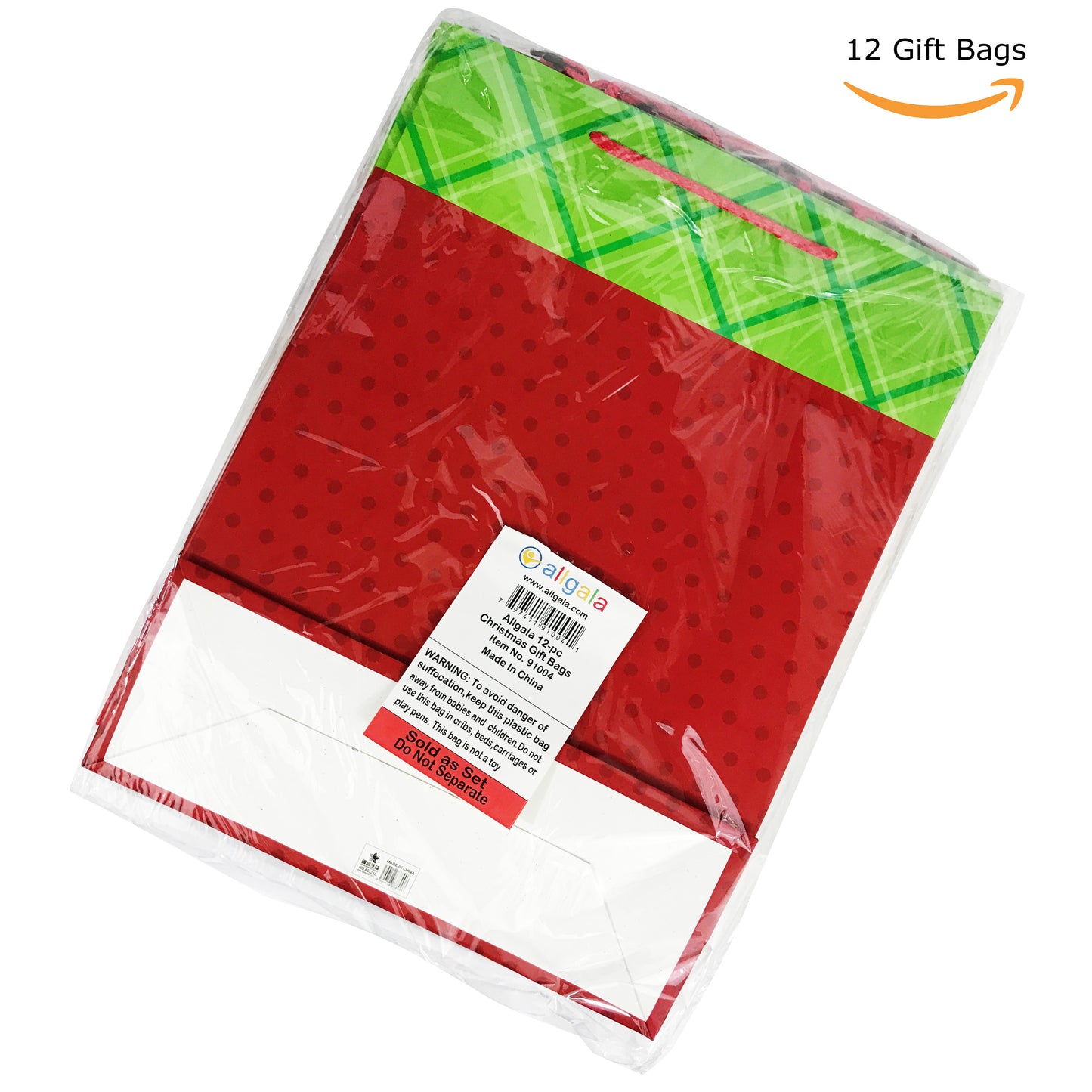 Allgala 12-PC Premium Christmas Printed Gift Bags