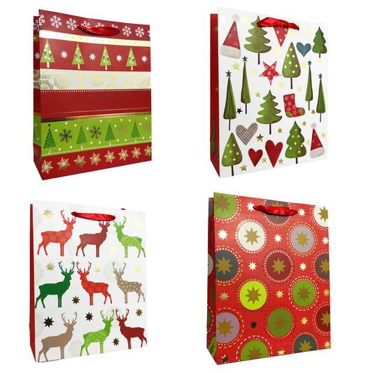 Allgala 12-PC Premium Christmas Printed Gift Bags