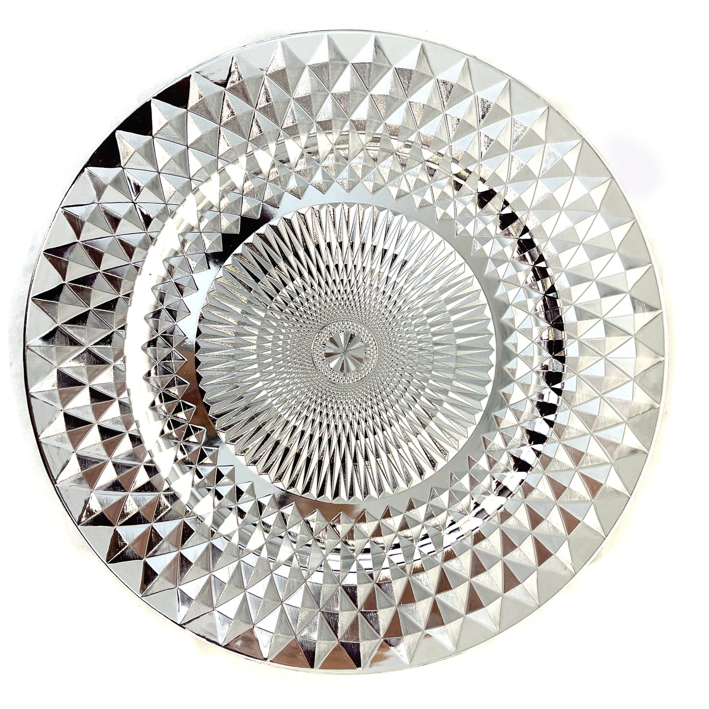 Allgala Charger Plates 13-Inch 6-Pack Plastic Diamond Pattern Sparkling Round Charger Plates