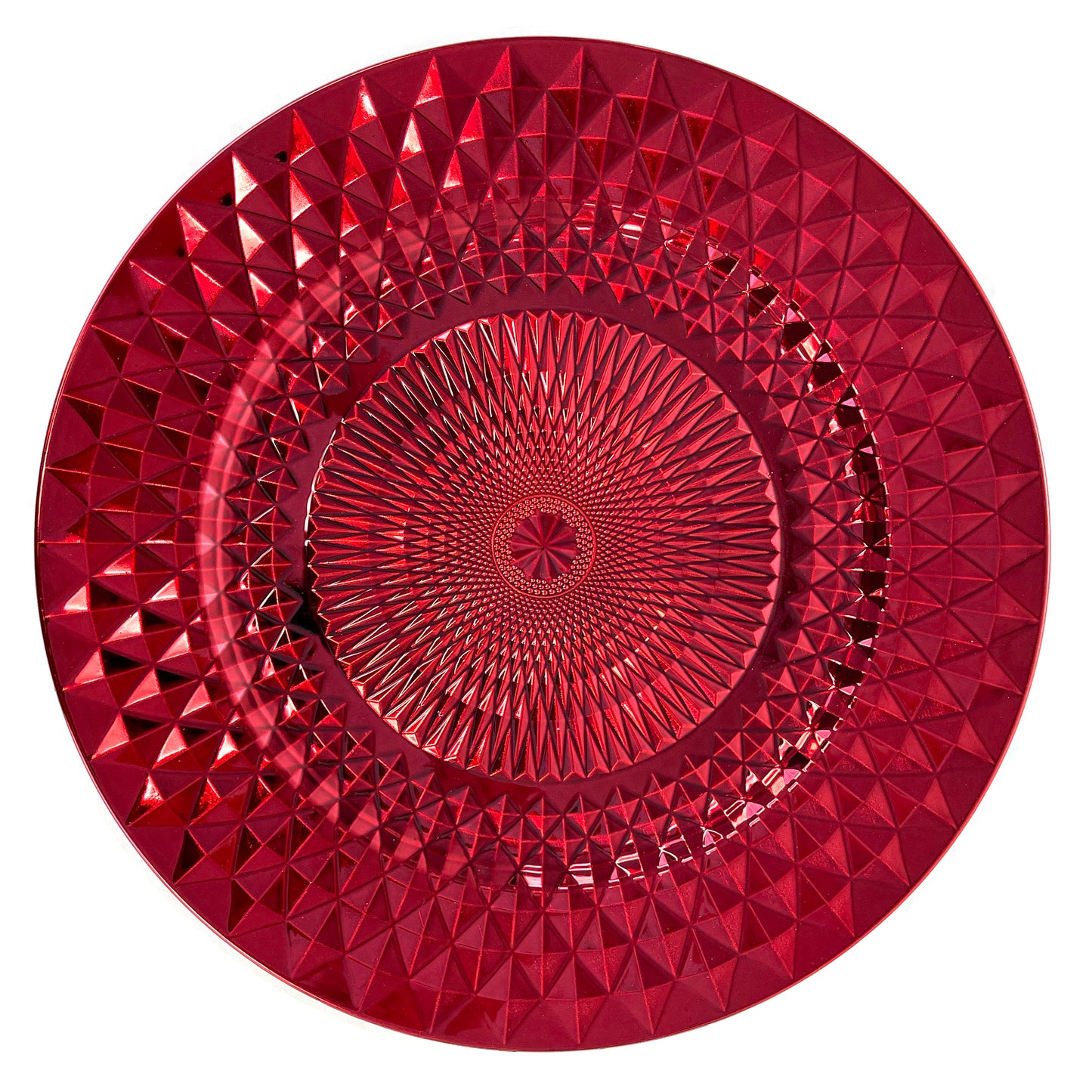 Allgala Charger Plates 13-Inch 6-Pack Plastic Diamond Pattern Sparkling Round Charger Plates