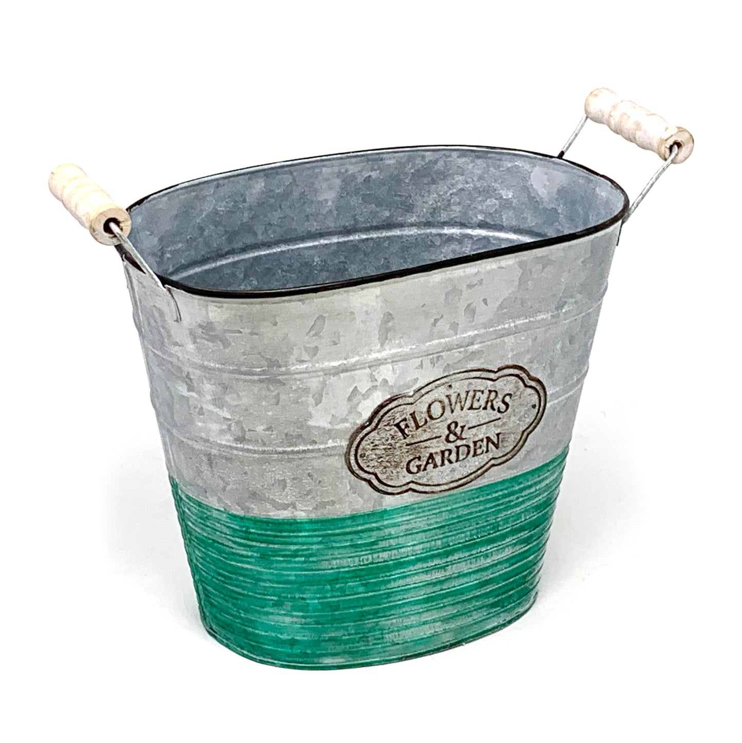 Allgala Planter Pot Galvanized Oval Planter Pot Indoor and Outdoor Decoration