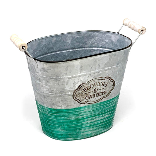 Allgala Planter Pot Galvanized Oval Planter Pot Indoor and Outdoor Decoration