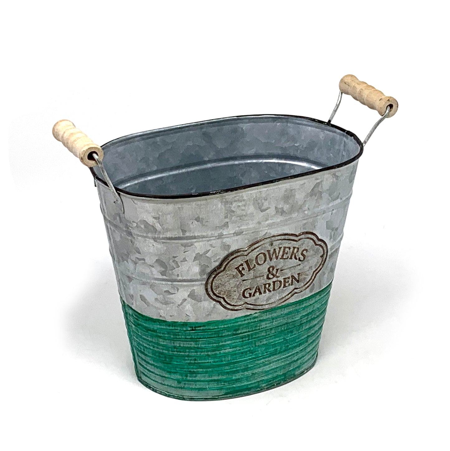 Allgala Planter Pot Galvanized Oval Planter Pot Indoor and Outdoor Decoration