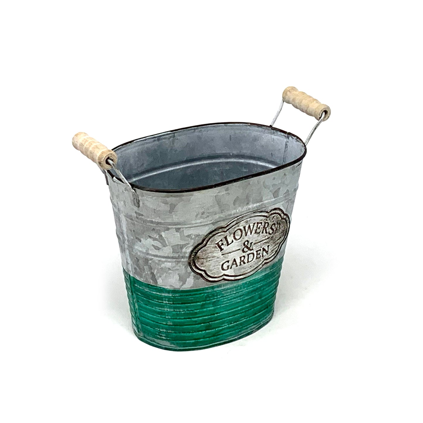 Allgala Planter Pot Galvanized Oval Planter Pot Indoor and Outdoor Decoration