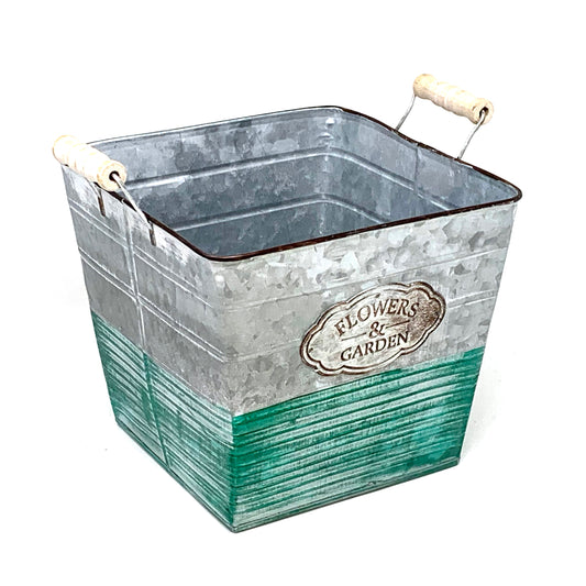 Allgala Planter Pot Galvanized Square Planter Pot Indoor and Outdoor Decoration